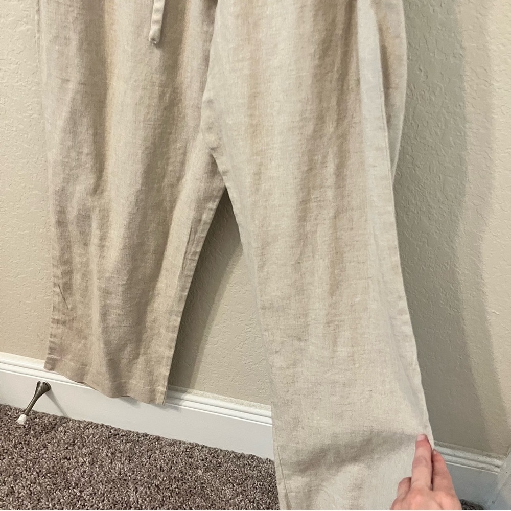 Maternity Sleeveless Neutral Collared Linen-Blend Cropped Jumpsuit Natural fiber - Picture 7 of 8